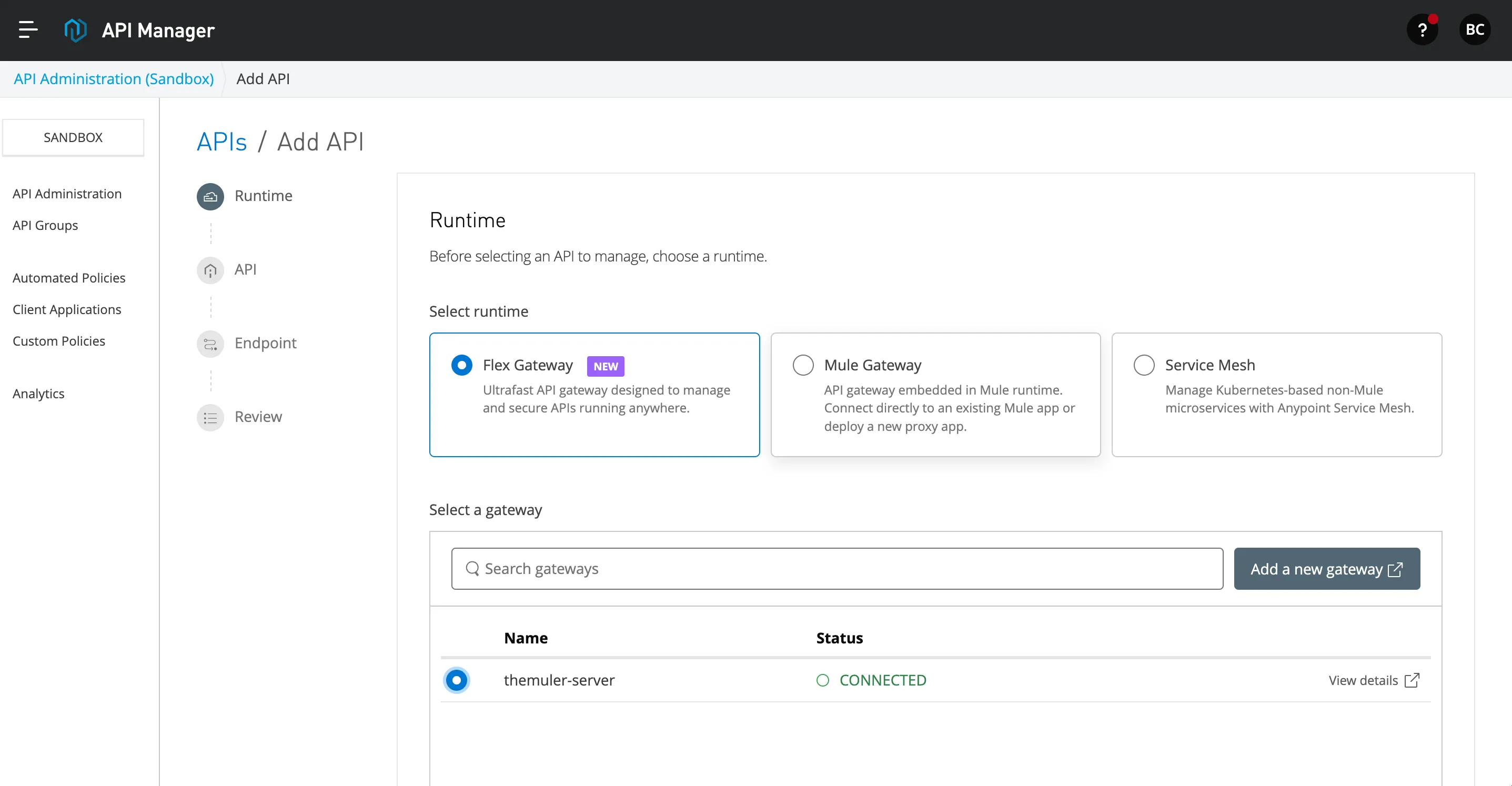 Add API Runtime Flow